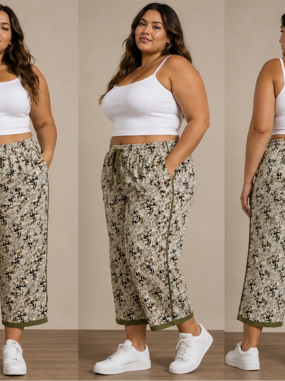 Disney Bambi Print Wide-Leg Lounge Pants with Olive Trim